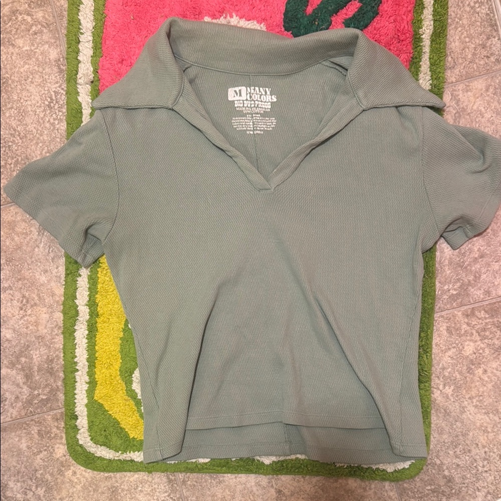 Light Blue / Teal - Big Bud Press-  Collared Short Sleeve Top